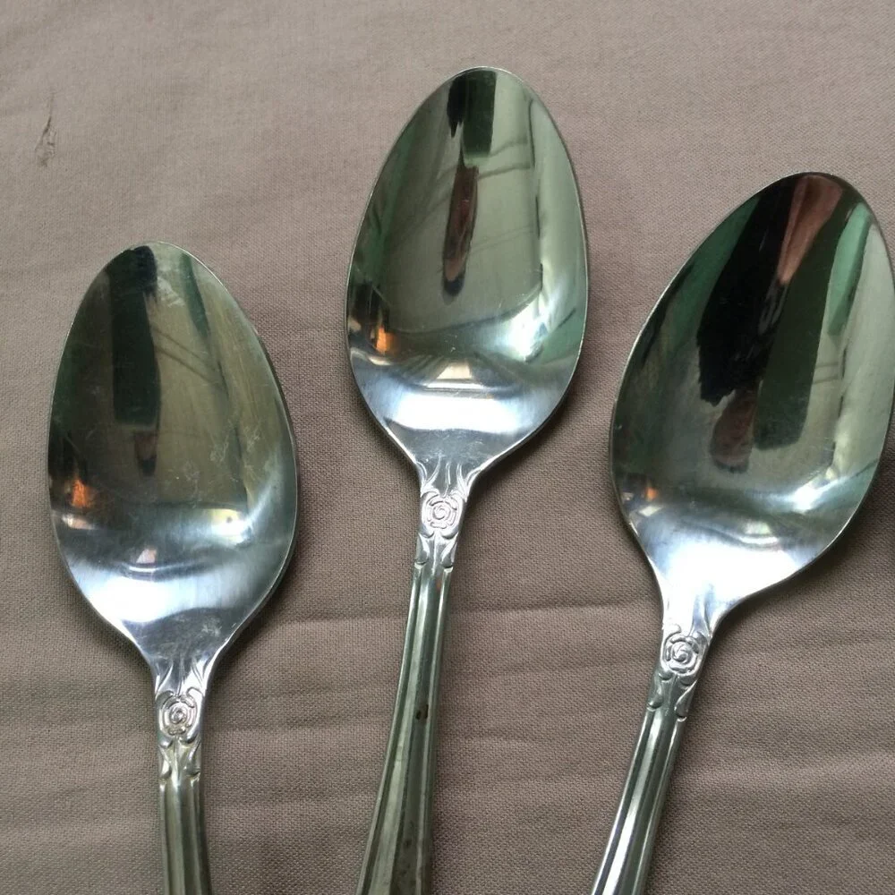 Rogers Lisette Vintage Flatware Silverware 4 Teaspoons Stainless Steel Korea